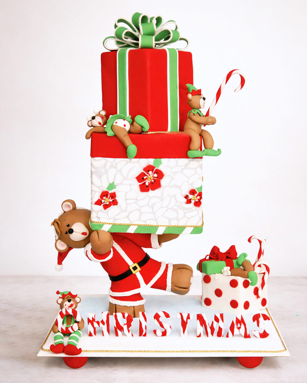 holiday printed fondant decorated cake