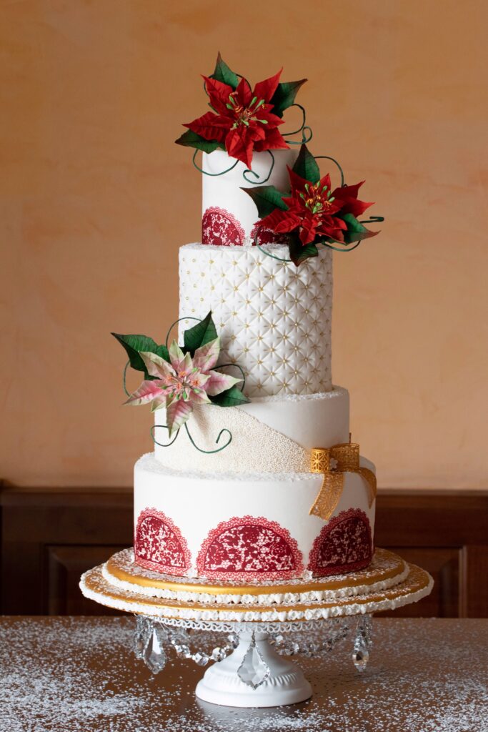 Poinsettia Wedding Cake Complete