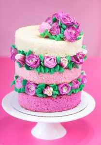 naked ombre buttercream cake with buttercream flowers