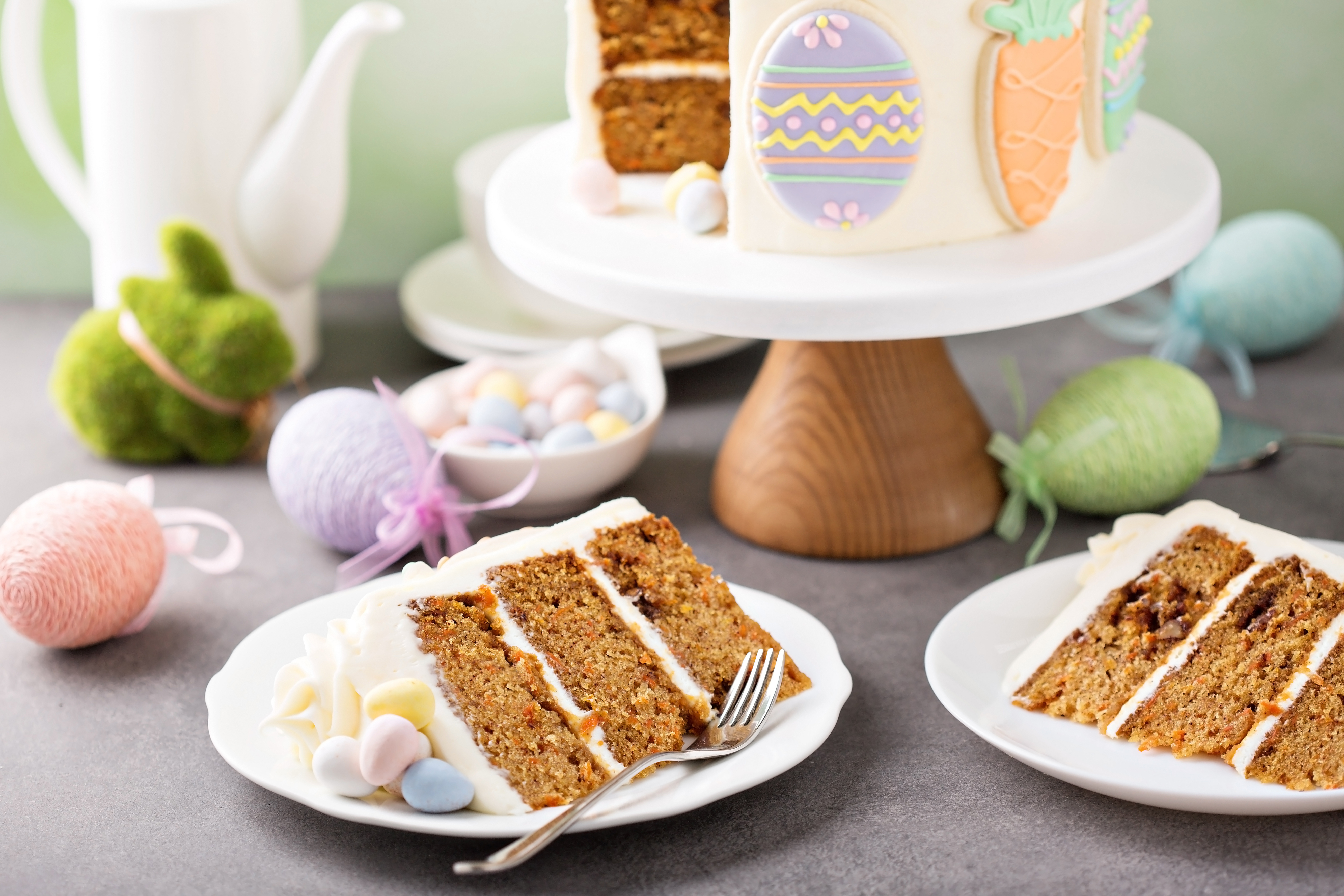 Carrot cake with cream cheese frosting for Easter