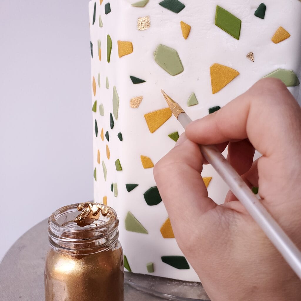 Adding edible gold paint to Fondant Terrazzo